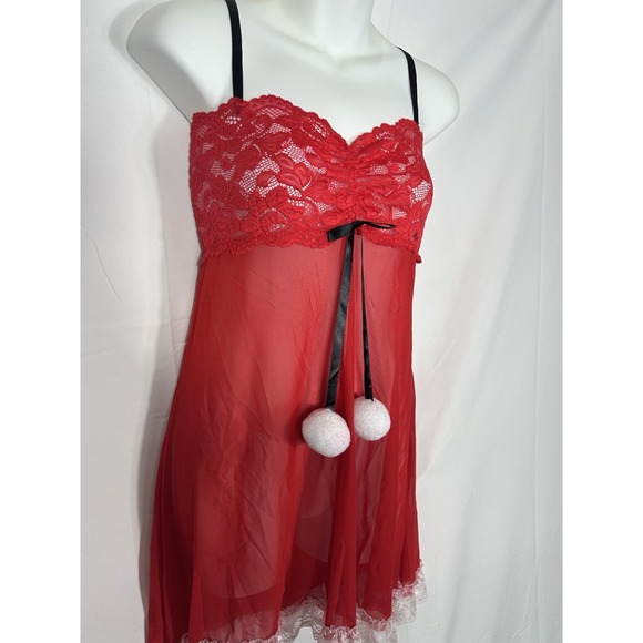 Avid Love Christmas Santa‎ Lingerie Babydoll Sheer Gown Lace Size XXL Mean Girls - Picture 4 of 10